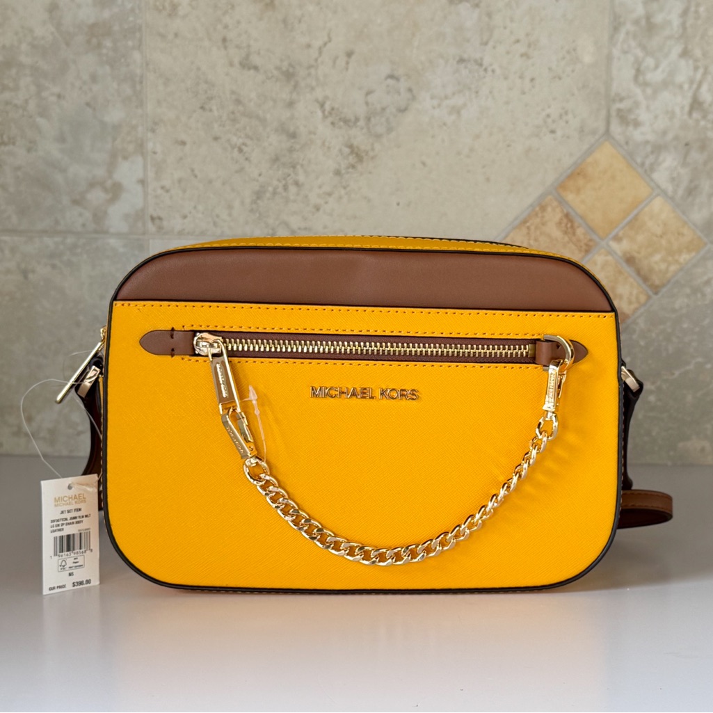 Michael Kors Jet Set Chain Crossbody Bag Yellow/Brown